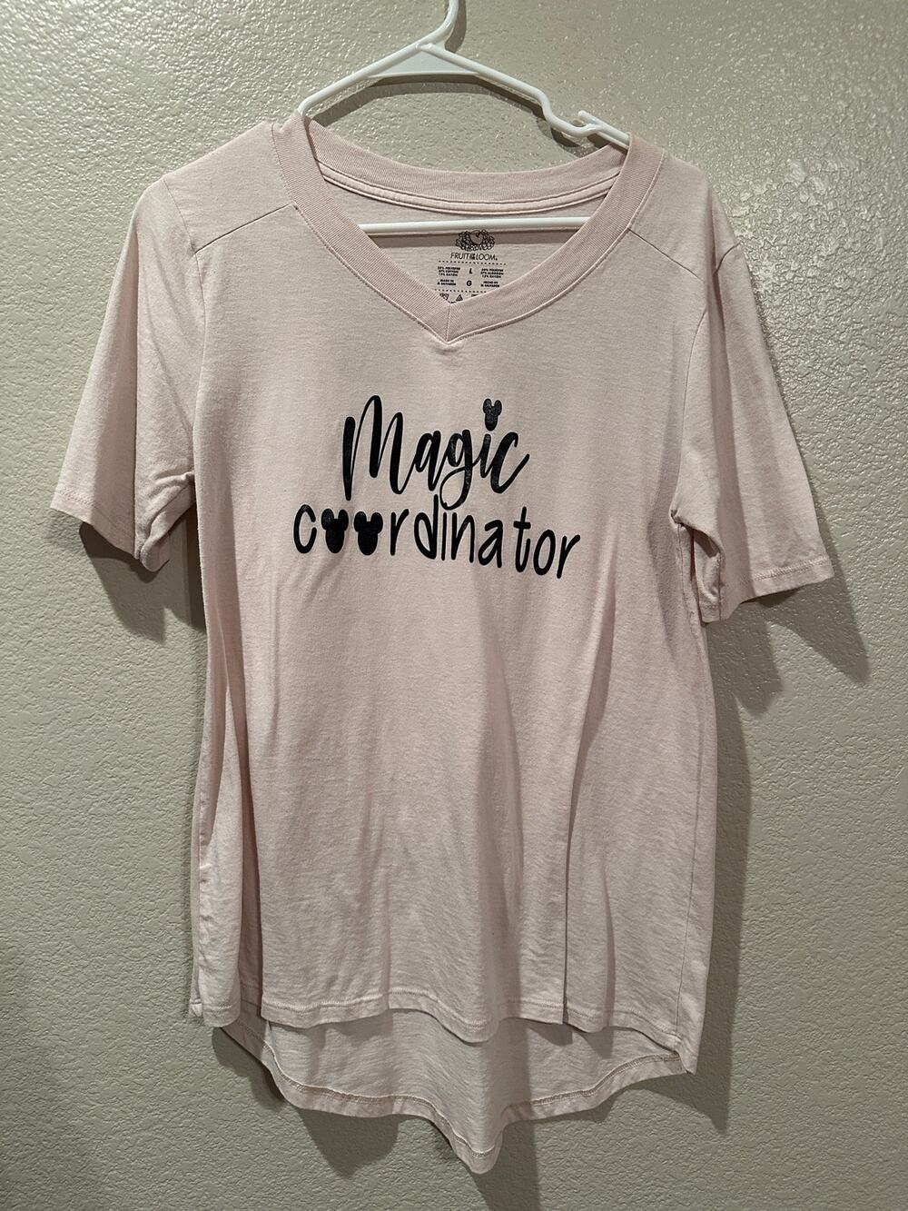 Disney Magic Coordinator Mickey Mouse V-neck High Low Tee Sz L